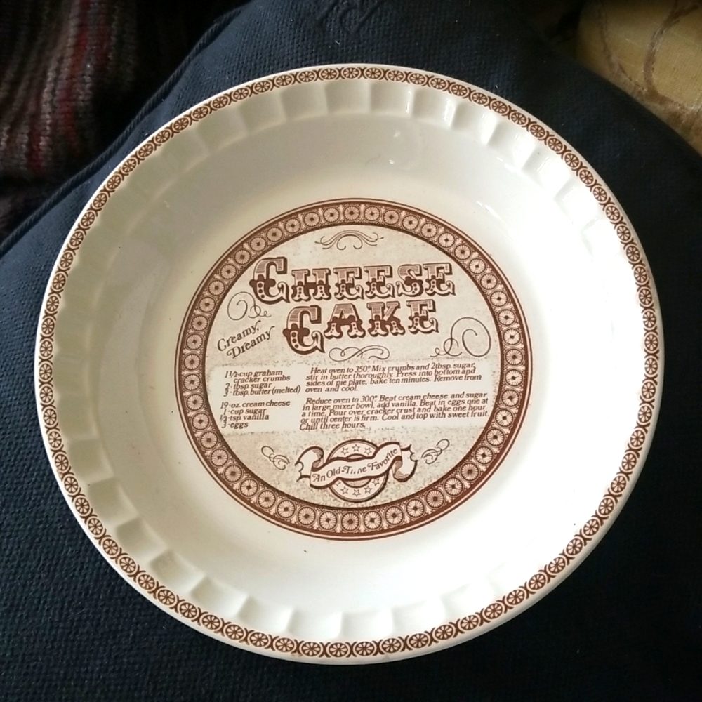 Vintage Royal China JEANETTE Cheesecake Plate Pan  Recipe Printed Bottom -
